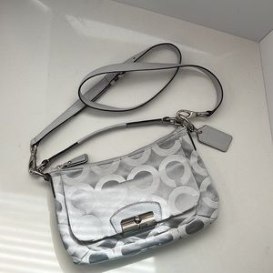 Coach Kristen OP Art Gray Sateen Purse 12 inches x 8 inches